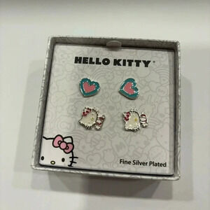 Hello Kitty Earrings Fine Silver Plated